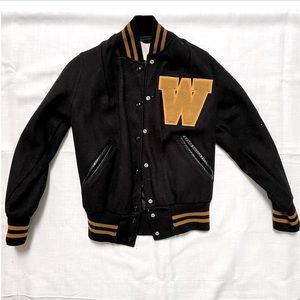 Vintage 90s Chenille Patch Letterman Bomber Varsity Jacket